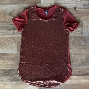 Rue21 Burgundy Sequin Short Sleeve Top*